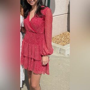 BARDOT RED SMOCKED DRESS SIZE SMALL WORN ONCE